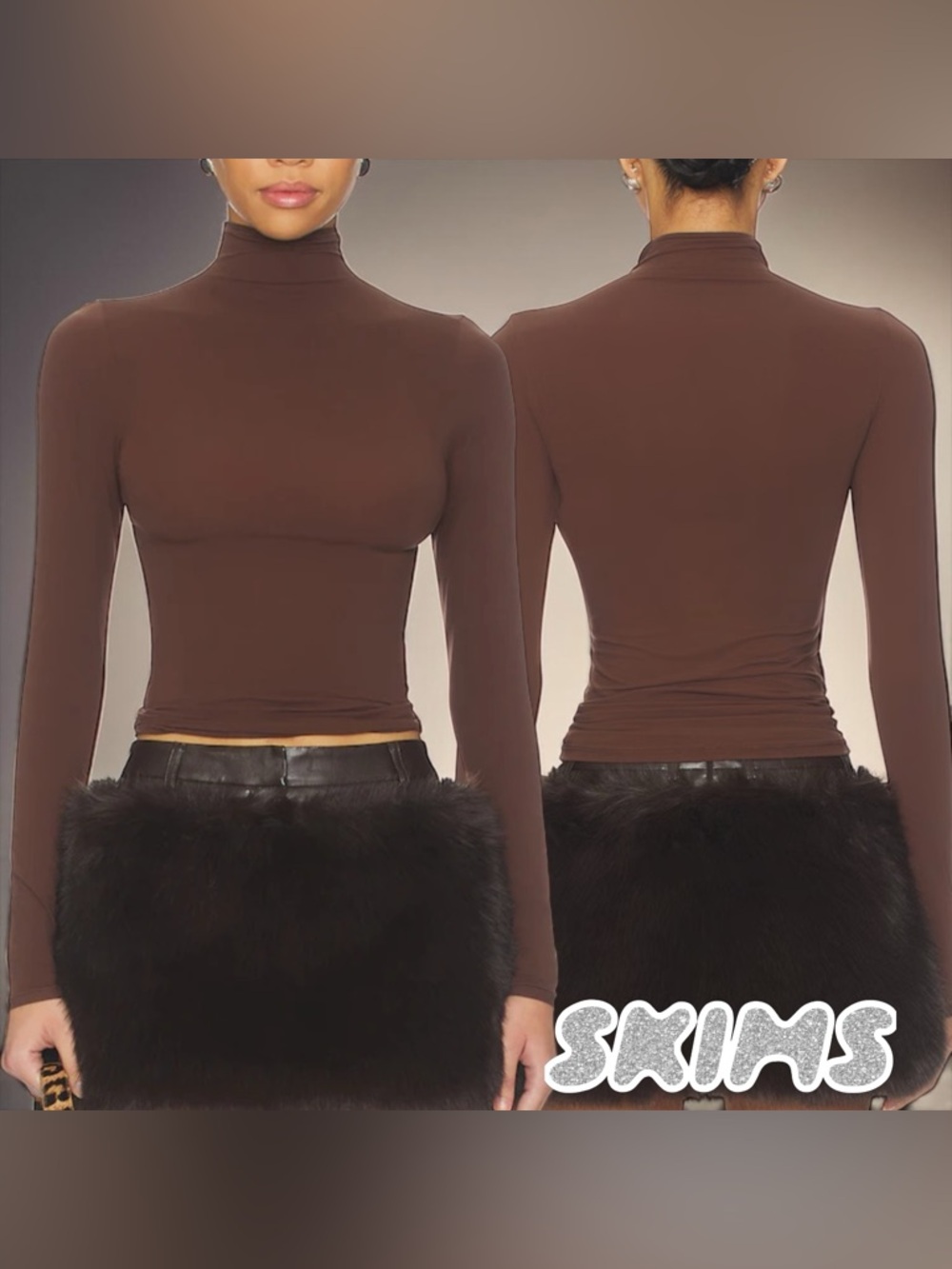 🔥 SKIMS Fits Everybody Turtleneck Top | Cocoa | S | NWT 🔥